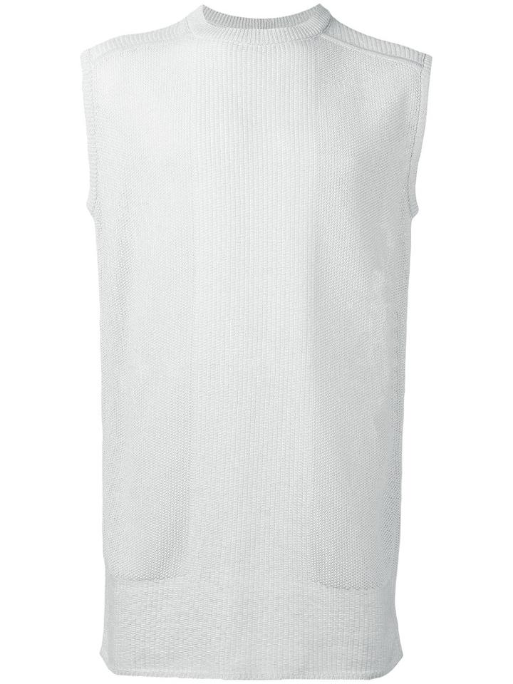 Rick Owens Sleeveless Knitted Top, Men's, Grey, Cotton