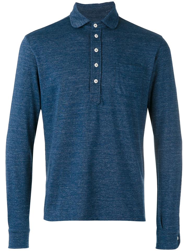 Doppiaa Half-placket Collar Shirt, Men's, Size: Xl, Blue, Cotton/polyester/viscose
