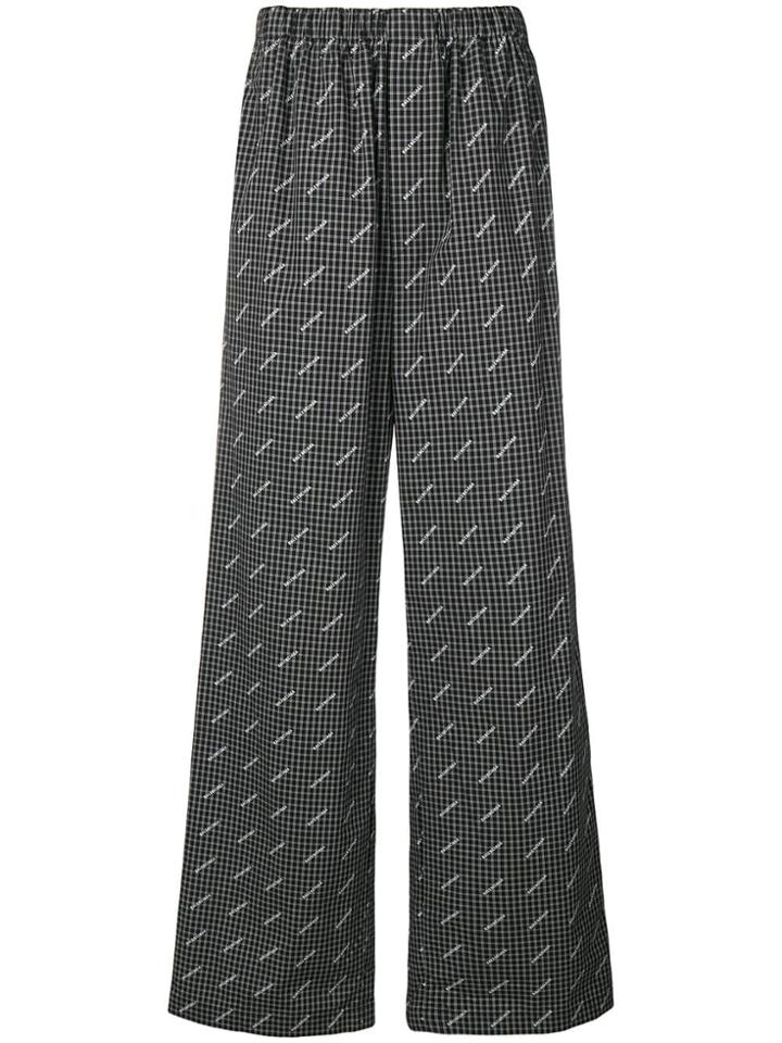 Balenciaga Wide-leg Logo Print Trousers - Black