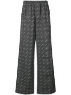 Balenciaga Wide-leg Logo Print Trousers - Black