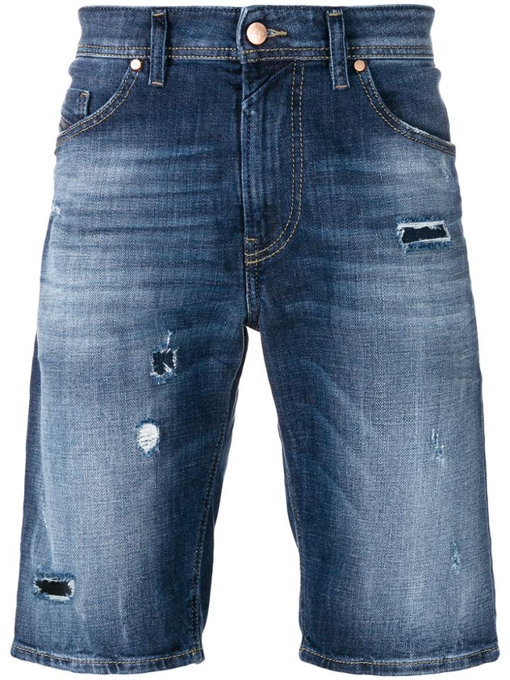 Diesel Faded Denim Shorts - Blue