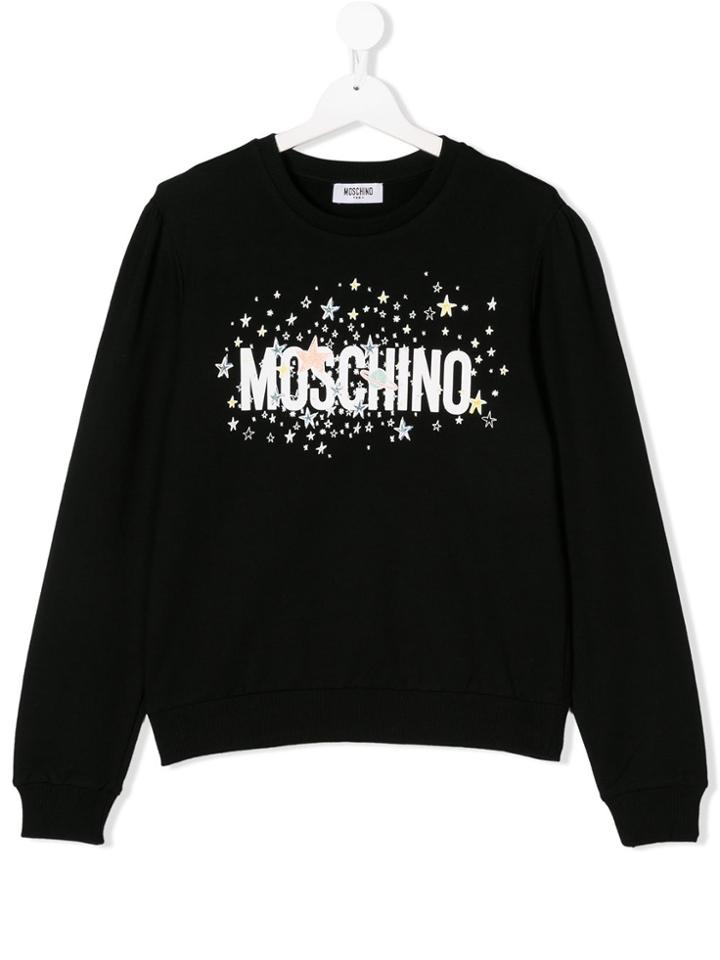 Moschino Kids Teen Star Logo Print Sweatshirt - Black