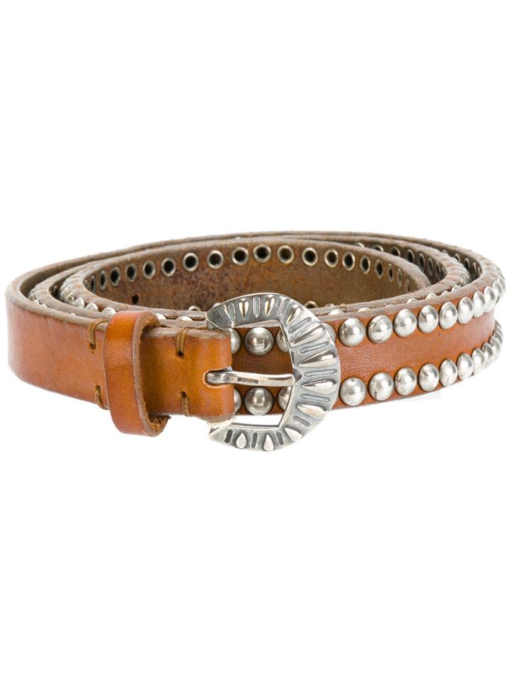 Golden Goose Deluxe Brand Studded Buckled Belt - Brown
