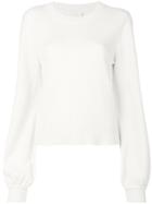Chloé Ribbed Bell Sleeve Sweater - White