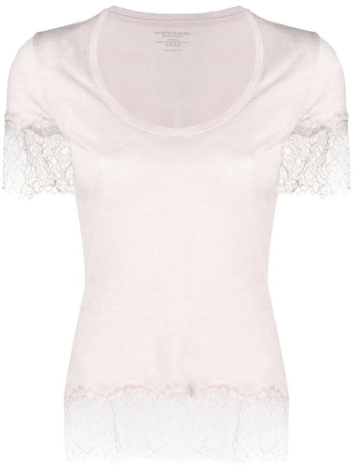 Majestic Filatures Lace Trimmed T-shirt - Pink
