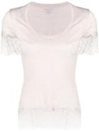 Majestic Filatures Lace Trimmed T-shirt - Pink