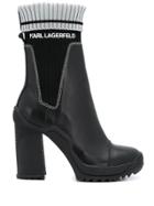 Karl Lagerfeld Ribbed High-heeled Boots - Black