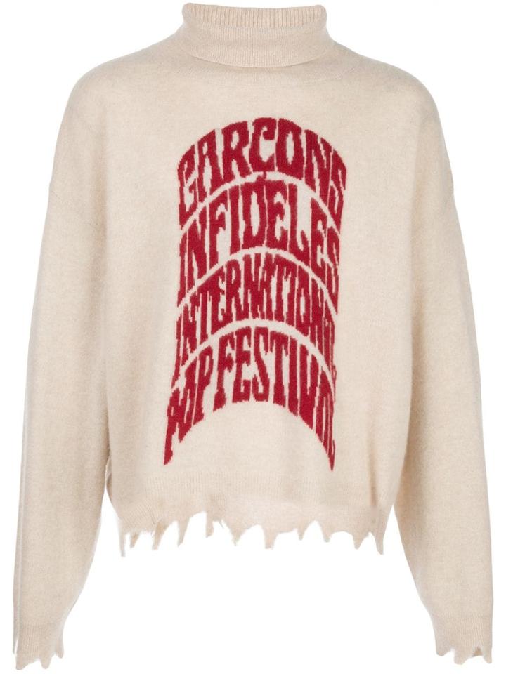 Garçons Infidèles Distressed Rollneck Knit Sweater - Neutrals
