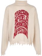 Garçons Infidèles Distressed Rollneck Knit Sweater - Neutrals