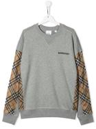 Burberry Kids Teen Vintage Check Panel Sweatshirt - Grey