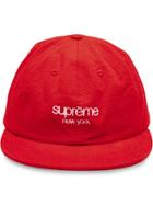 Supreme Napped Canvas Classic Logo 6-p Cap - Red