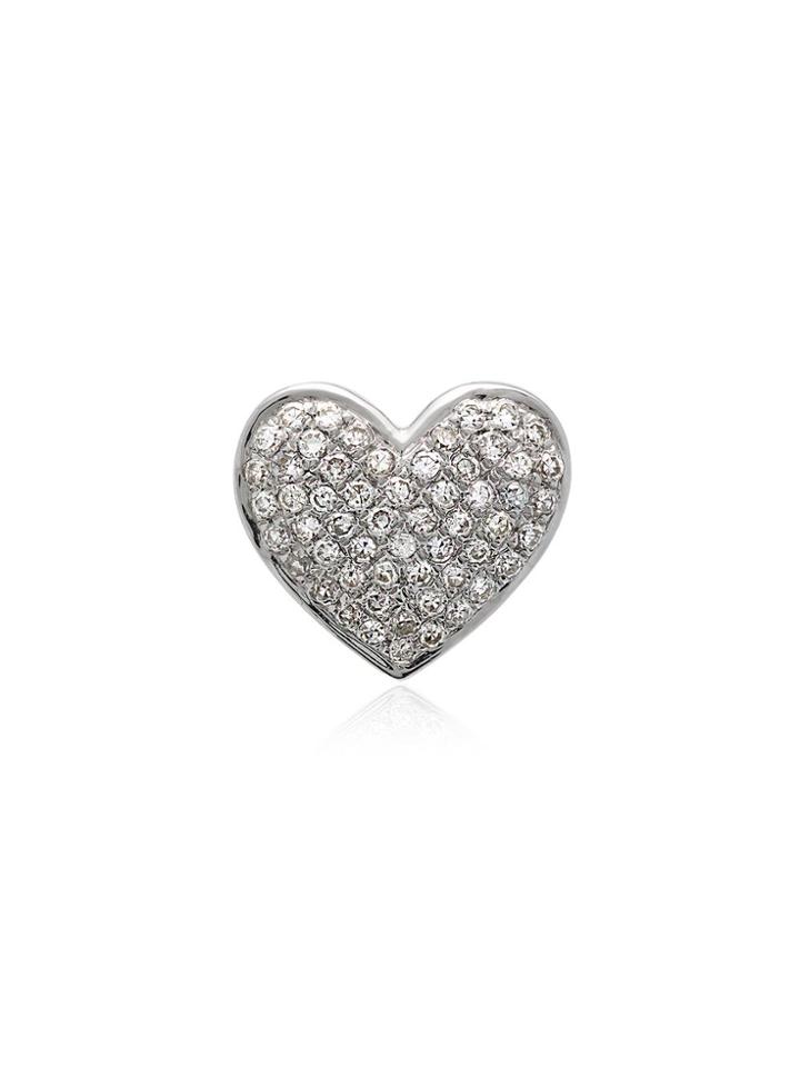 Shay 18k White Gold Diamond Heart Stud Earrings - Metallic
