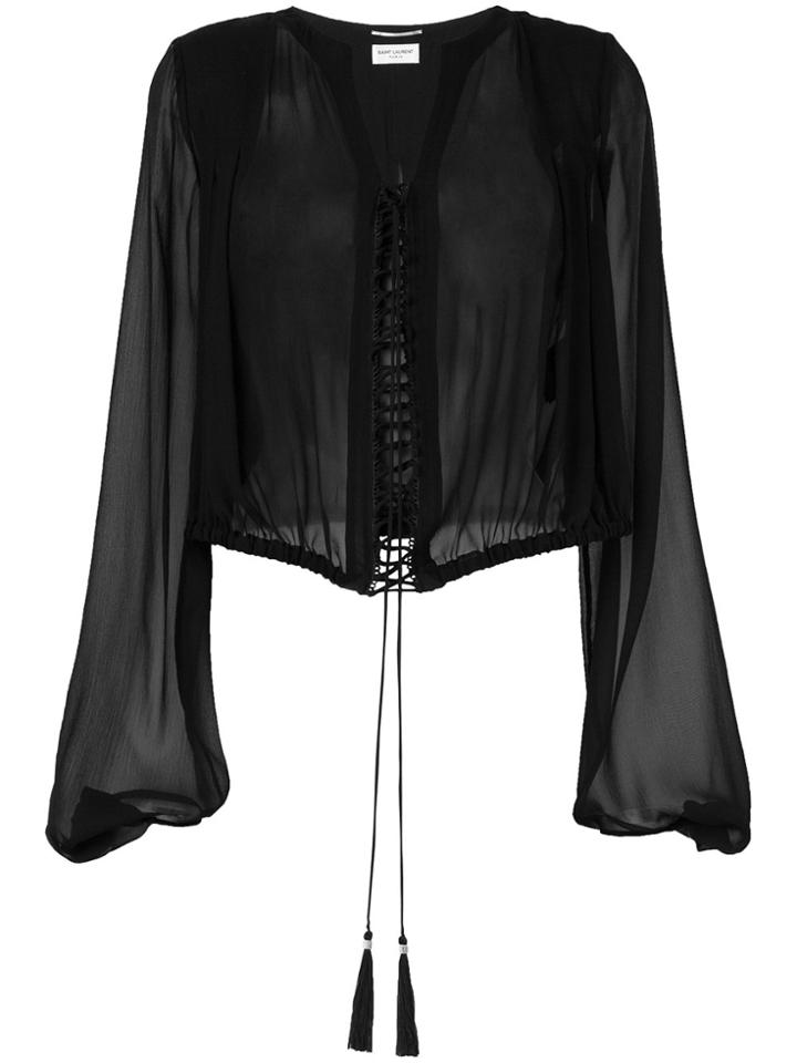 Saint Laurent Lace-up Blouse - Black