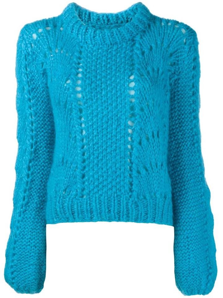 Ganni Long Sleeve Jumper, Women's, Size: Medium, Blue, Mohair/wool