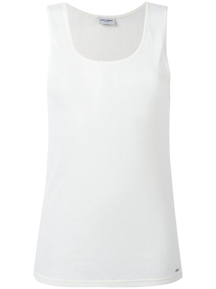 Saint Laurent Sheer Tank Top, Women's, Size: Xs, White, Wool/polyester