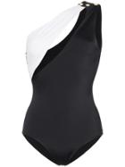 Balmain One-shoulder Colourblock Swimsuit - Black