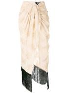 Jacquemus Asymmetric Draped Fringed Skirt - Nude & Neutrals