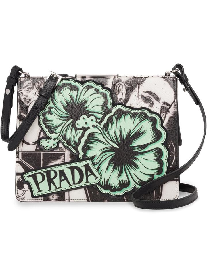 Prada Comic Print Shoulder Bag - Grey