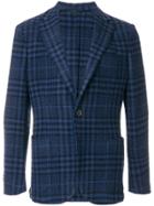 Doppiaa Plaid Print Blazer - Blue