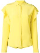 Msgm Ruffled Detail Sheer Shirt, Women's, Size: 44, Yellow/orange, Silk