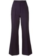 Nina Ricci Flared High Waisted Trousers, Women's, Size: 36, Blue, Wool