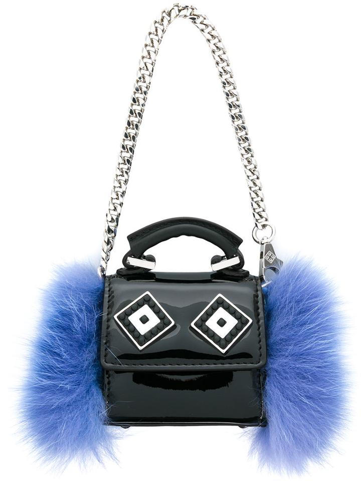 Les Petits Joueurs - Ethnic Patterned Clutch - Women - Patent Leather/rabbit Fur - One Size, Black, Patent Leather/rabbit Fur