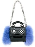 Les Petits Joueurs - Ethnic Patterned Clutch - Women - Patent Leather/rabbit Fur - One Size, Black, Patent Leather/rabbit Fur