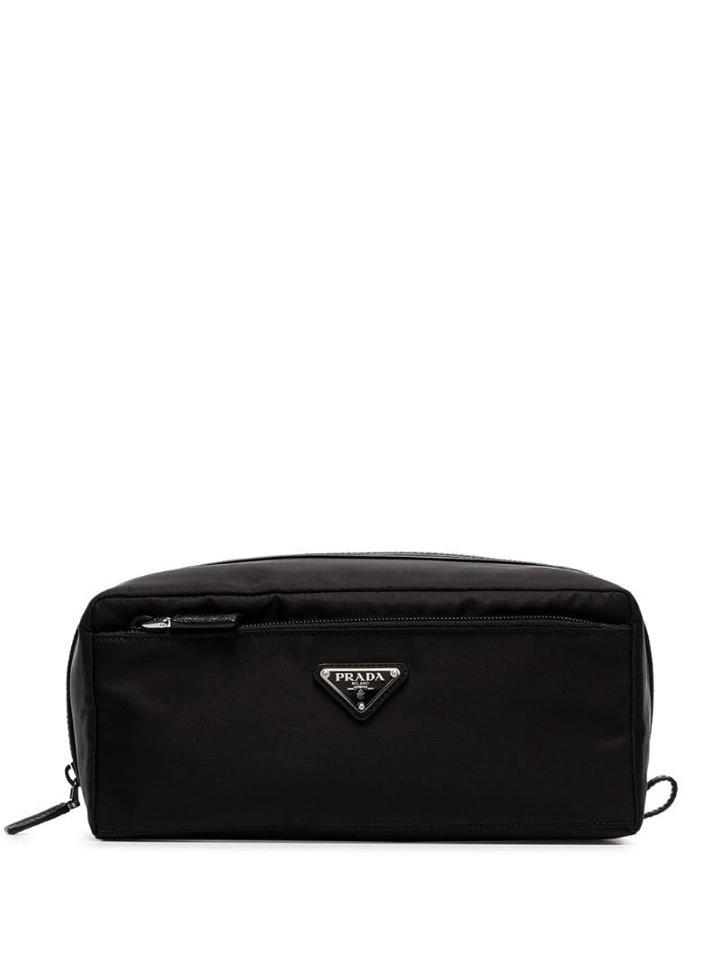 Prada Logo Plaque Washbag - Black