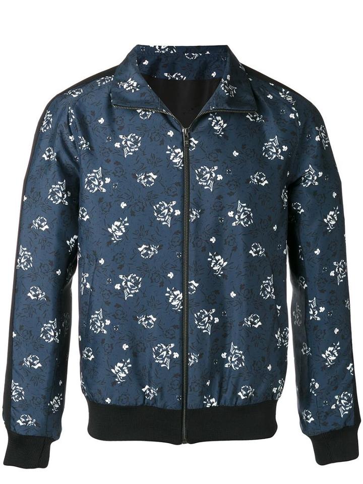Paul & Joe Printed Sports Jacket, Men's, Size: Small, Blue, Polyester/acetate/viscose