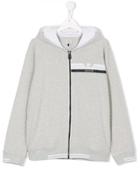 Armani Junior Teen Logo Print Zip-up Hoodie - Grey