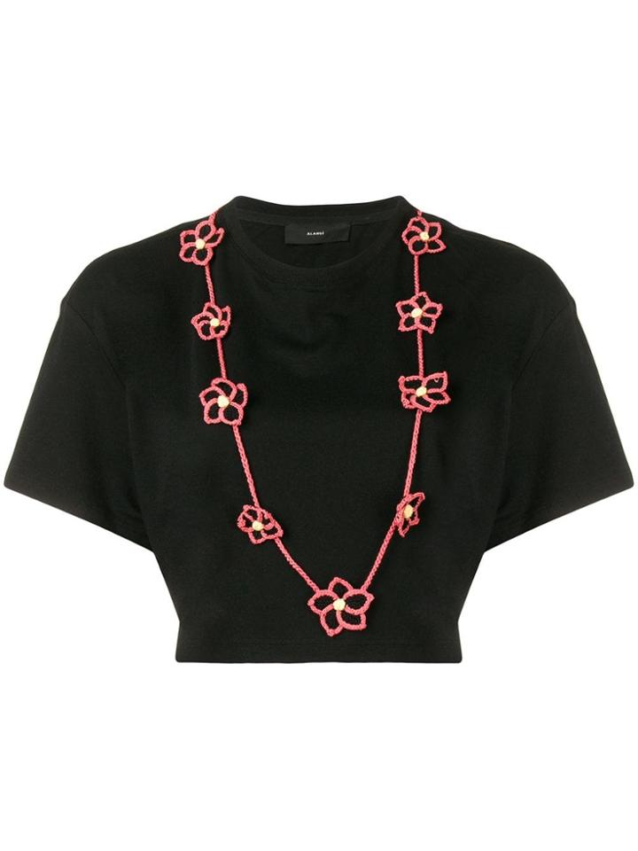 Alanui Cropped Necklace T-shirt - Black