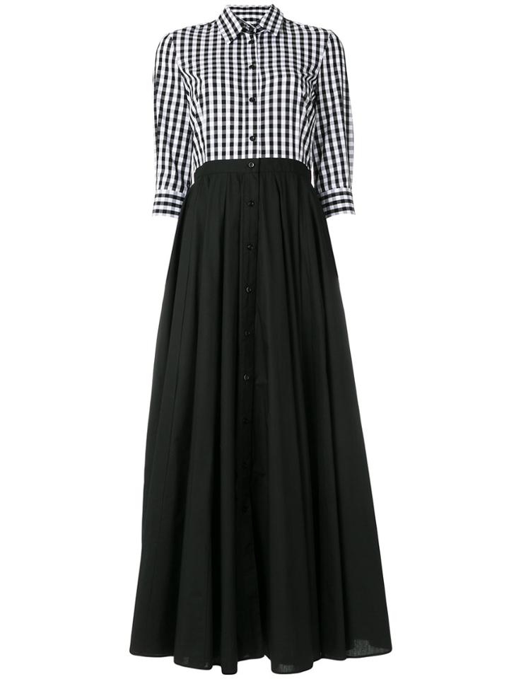 Peter Taylor Gingham Top Maxi Shirt Dress - Black