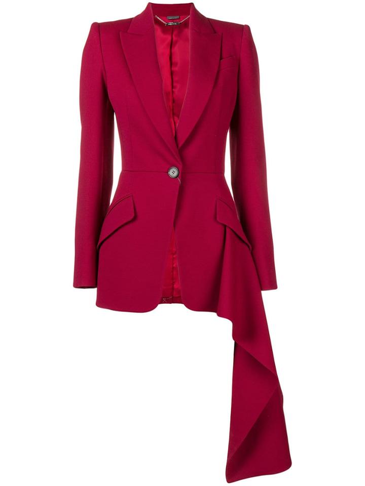 Alexander Mcqueen Asymmetric Fitted Blazer - Red