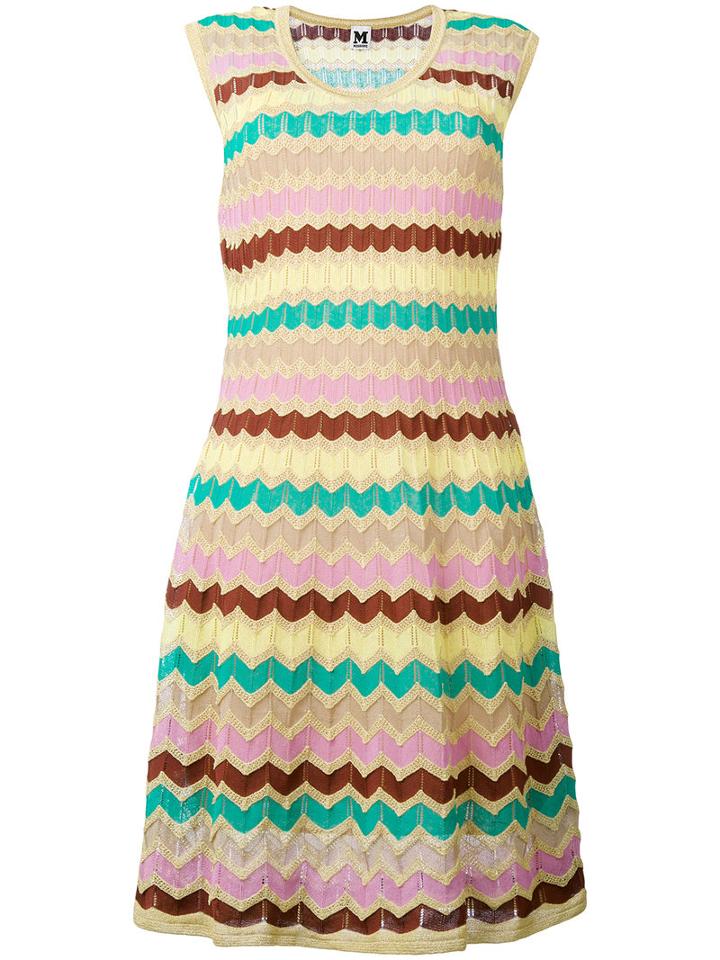 M Missoni - Zig-zag Knitted Dress - Women - Cotton/polyamide/polyester/metallic (grey) Fibre - 46, Cotton/polyamide/polyester/metallic Fibre
