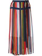 Sacai Striped Midi Skirt, Women's, Size: 3, Blue, Polyester/cupro