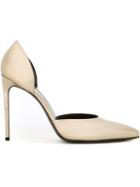 Saint Laurent Paris D Orsay Pumps, Women's, Size: 38.5, Grey, Leather