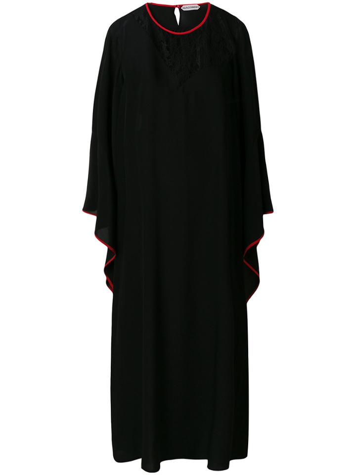 Giacobino Lace Insert And Contrast Piped Kaftan Dress - Black