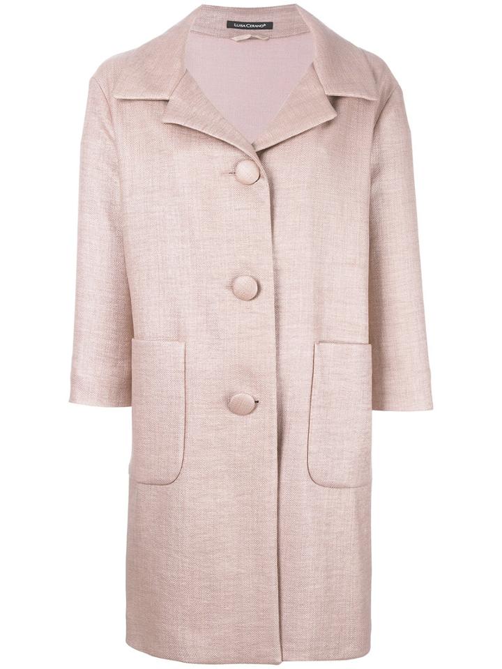 Luisa Cerano Three-quarters Sleeve Buttoned Coat, Women's, Size: 42, Pink/purple, Cotton/polyamide/viscose/polyester