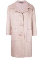 Luisa Cerano Three-quarters Sleeve Buttoned Coat, Women's, Size: 42, Pink/purple, Cotton/polyamide/viscose/polyester