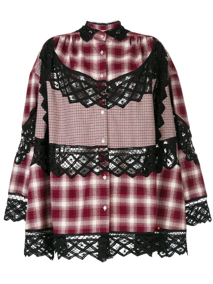 Giacobino Lace Trim Plaid Shirt - Red
