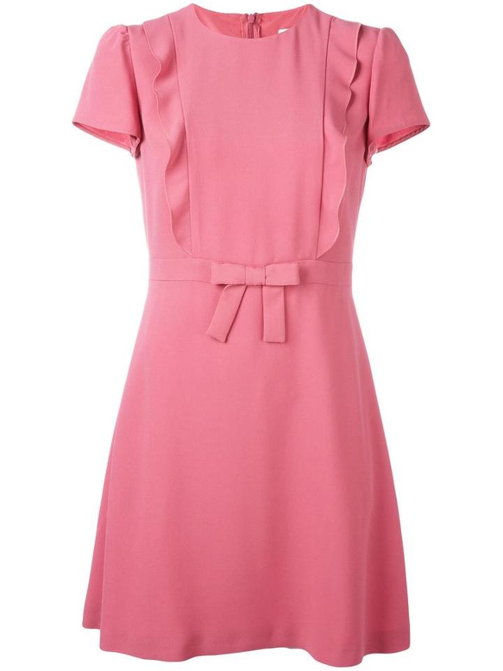 Red Valentino Bow Detail Flared Dress, Women's, Size: 40, Pink/purple, Acetate/viscose/polyester