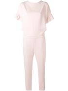 P.a.r.o.s.h. - Ruffle Sleeve Jumpsuit - Women - Polyester - M, Pink/purple, Polyester