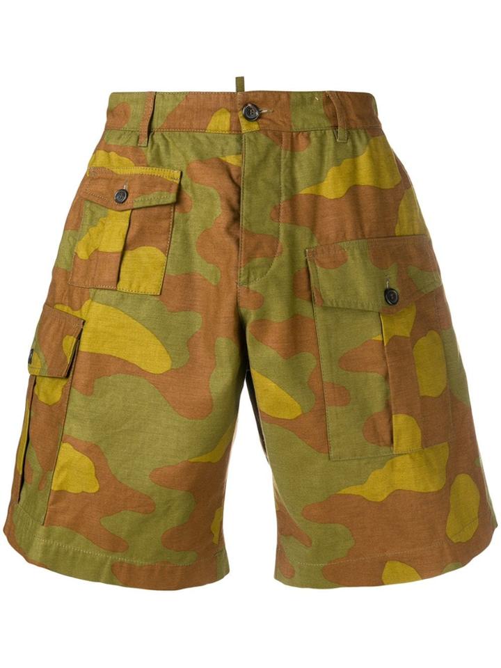 Dsquared2 Camouflage Print Cargo Shorts - Brown