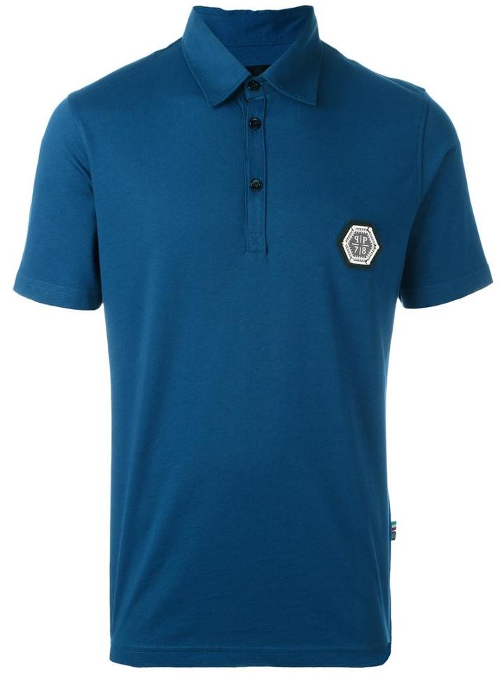 Philipp Plein Classic Polo Shirt, Men's, Size: Large, Blue, Cotton