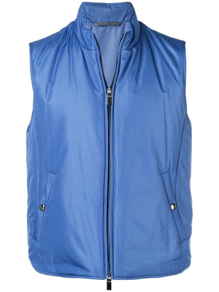 Canali High Neck Gilet - Blue