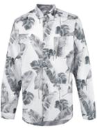 Oamc Tropic Print Button-down Shirt, Men's, Size: Large, White, Cotton/linen/flax