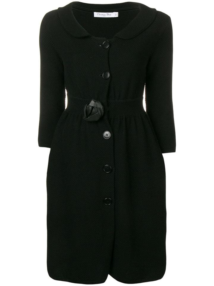 Christian Dior Vintage Collared Button Up Dress - Black