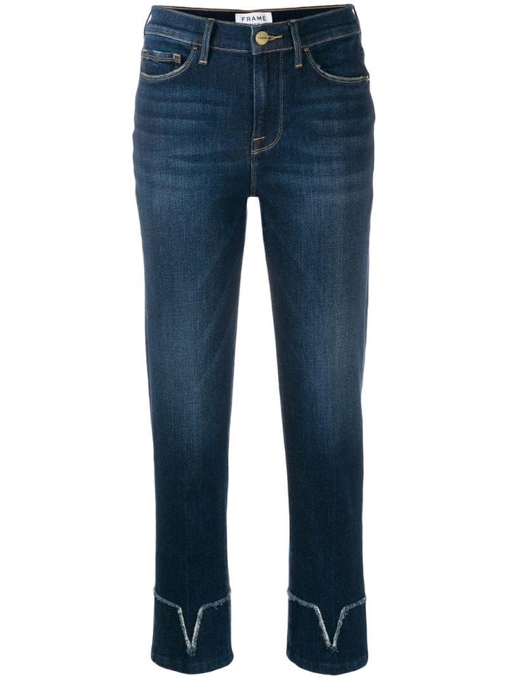 Frame Arrow Hem High Waisted Jeans - Blue