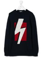 Neil Barrett Kids Thunderlight Intarsia Sweater - Blue