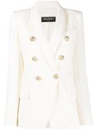 Balmain Double Breasted Structured Blazer - White